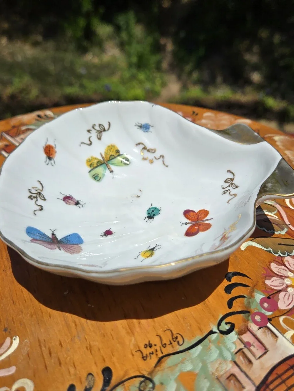 VTG Ardalt Porcelain Gold Trim Insects Bugs Japan Hand Painted Trinket‎ Dish